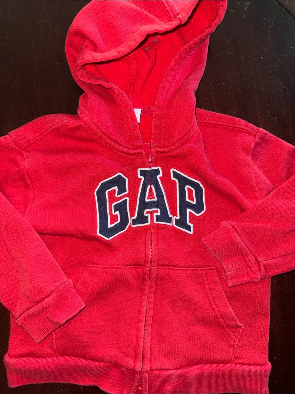 GAP Bright Red Kids Zip Hoodie with Contrast Logo